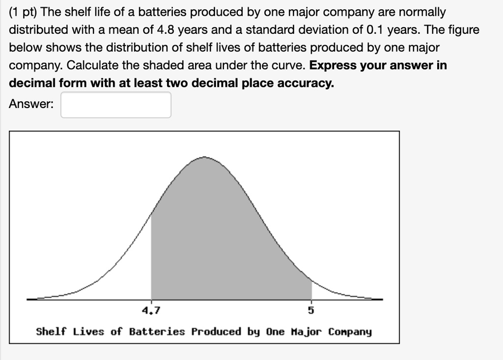 SOLVED The shelf life of batteries produced by one major company is