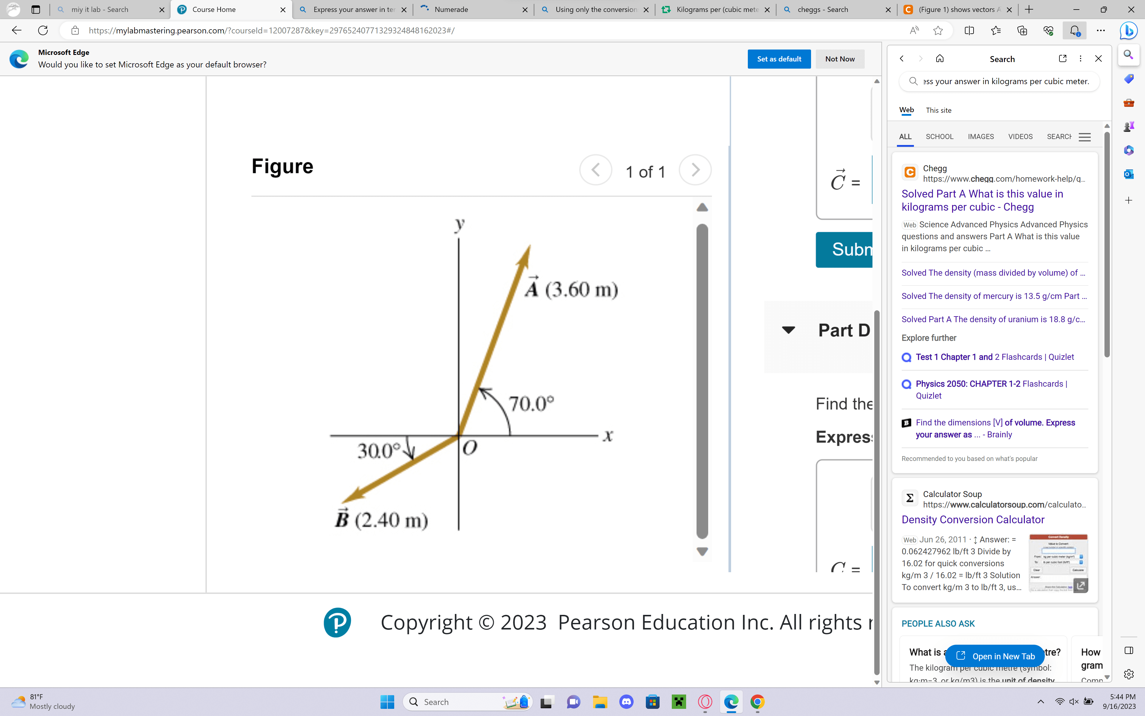 Write the vector A⃗ in (Figure 1) in terms of the unit vectors i^ and j