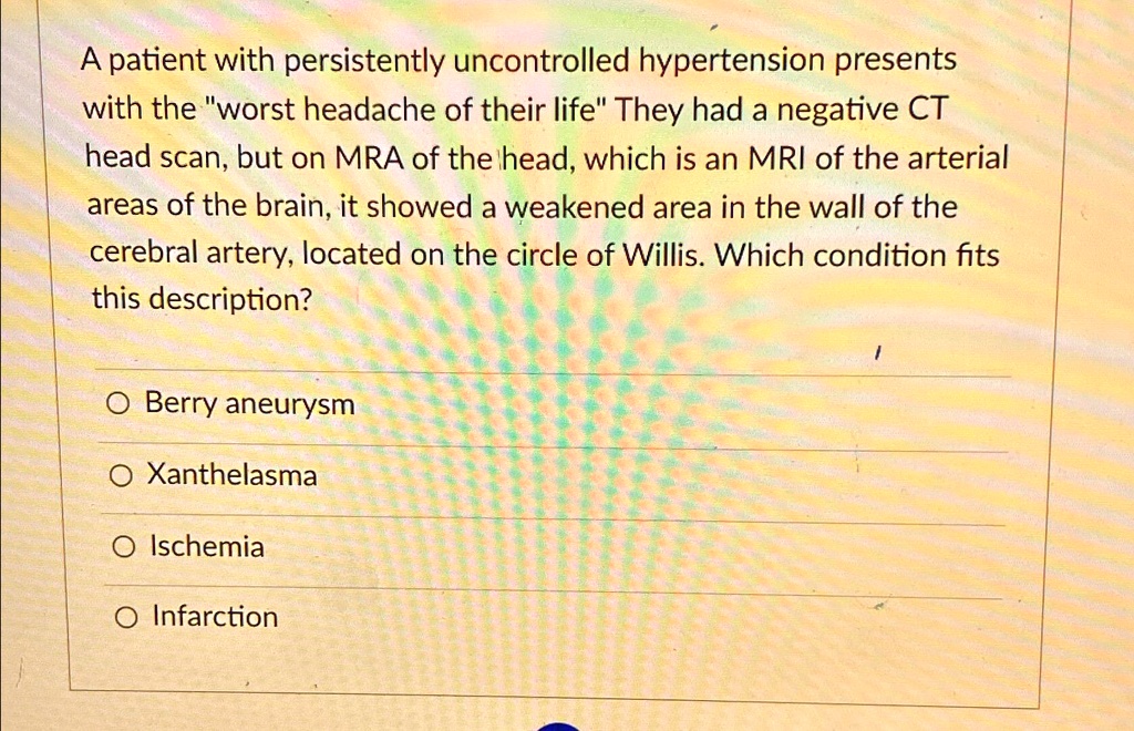 SOLVED A patient with persistently uncontrolled hypertension presents