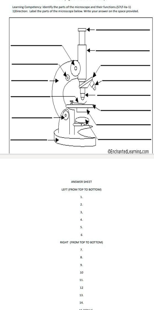 SOLVED Please help me with Activity 1 Identifying the Parts of the Microscope. Learning