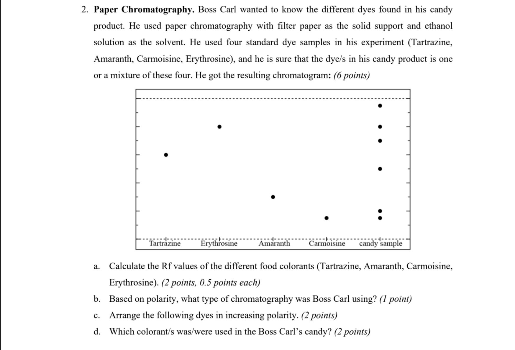 SOLVED 2. Paper Chromatography. Boss Carl wanted to know the different