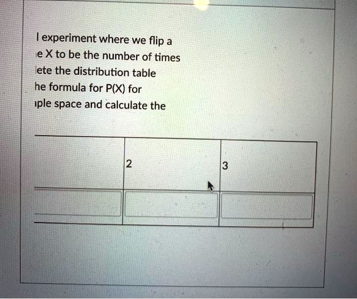 SOLVEDTexperiment where we flip e X to be the number of times ete the