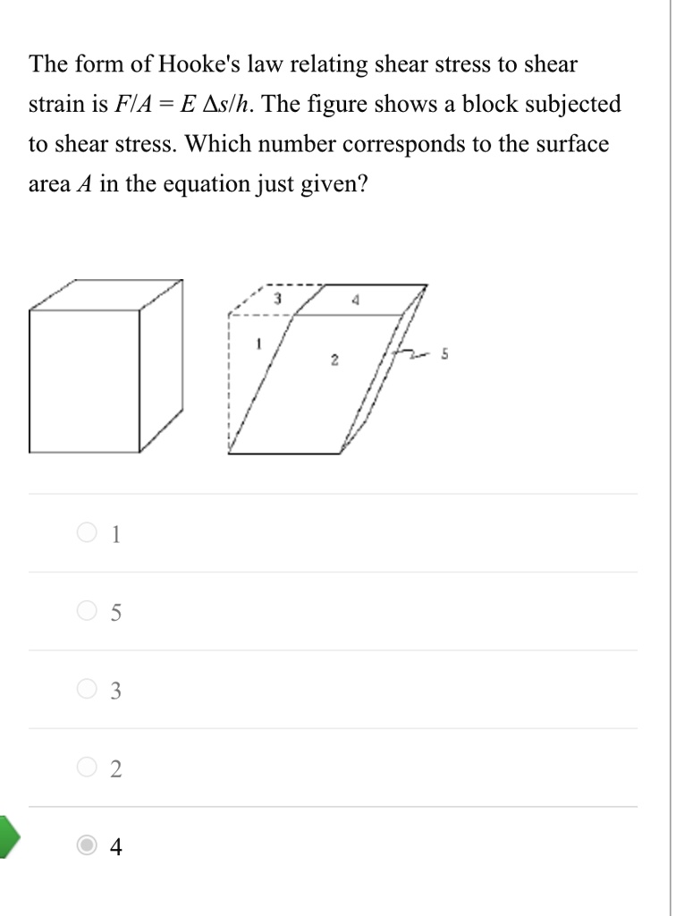 SOLVED The form of Hooke's law relating shear stress to shear strain