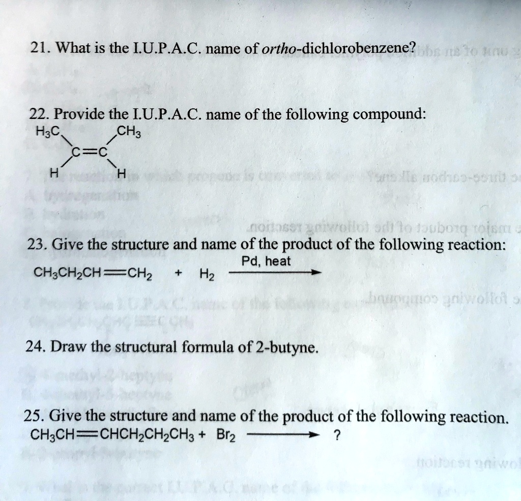 SOLVED 21. What is the IUPAC name of orthodichlorobenzene? 22