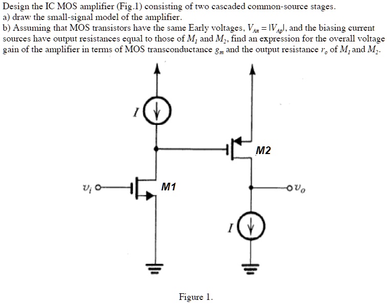 SOLVED Design the IC MOS amplifier (Fig. 1) consisting of two cascaded