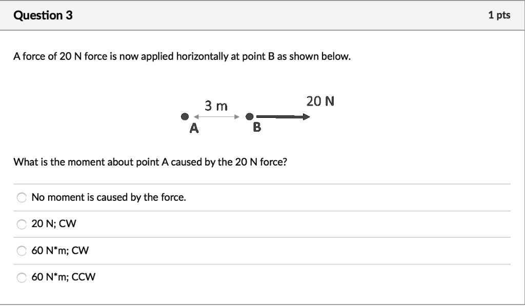 SOLVED A force of 20 N is now applied horizontally at point B as shown