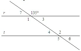 Solved: 'Line R Is Parallel To Line T. Find M Angle 5 45 35 135 145 '