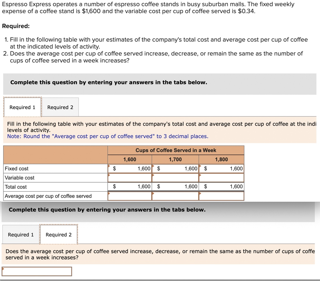 SOLVED Required 1 Fill in the following table with your estimates of
