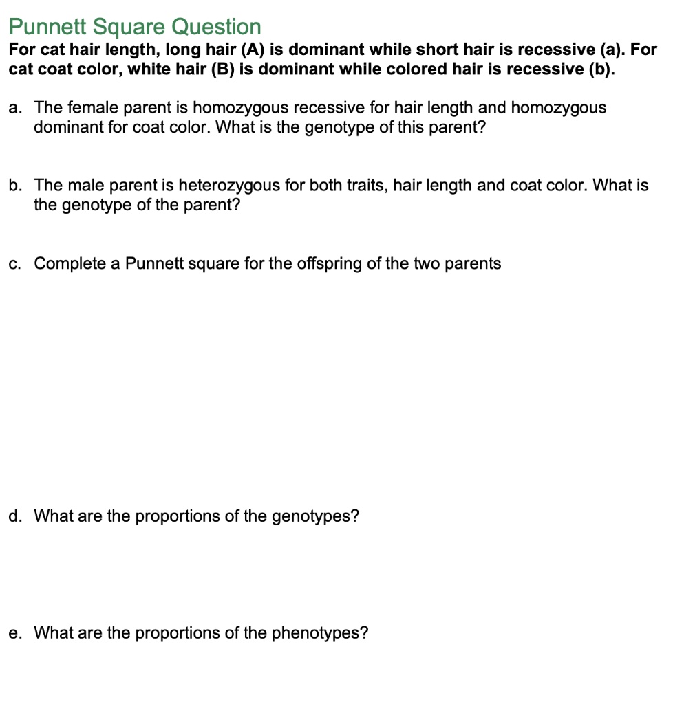 SOLVED Square Question For cat hair length, long hair (A) is