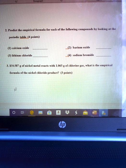 SOLVED Predict the empirical formula for each of the following