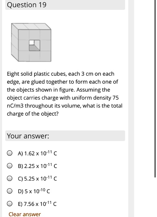 SOLVED Eight solid plastic cubes, each 3 cm on each edge, are glued