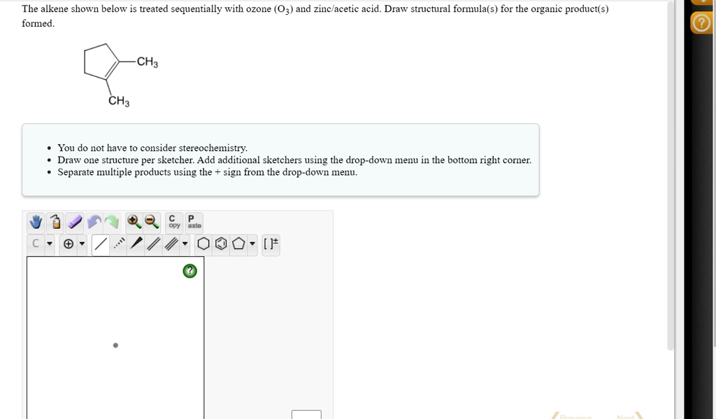 SOLVED The alkene shown below is treated sequentially with ozone (03