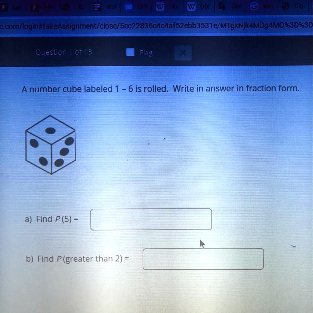 SOLVED A number cube labeled 1 6 is rolled. Write your answer in