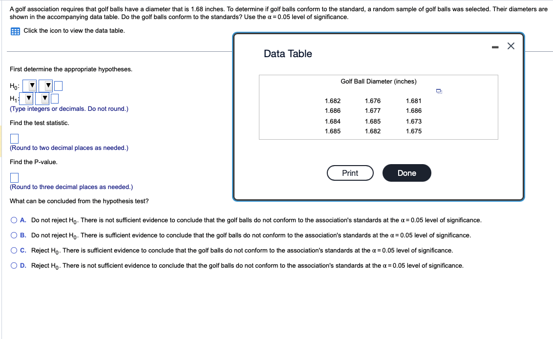 SOLVED A golf association requires that golf balls have a diameter