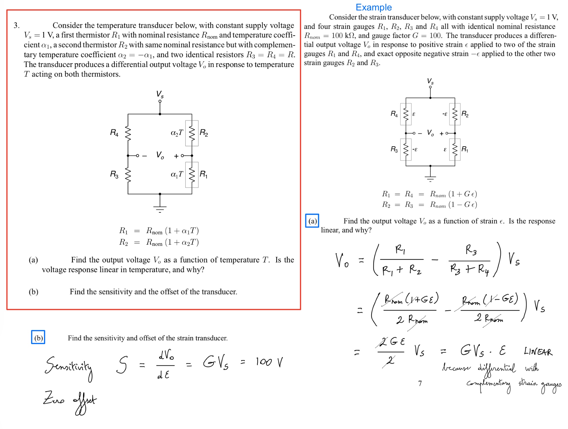 Example 3. Consider the temperature transducer below, with constant