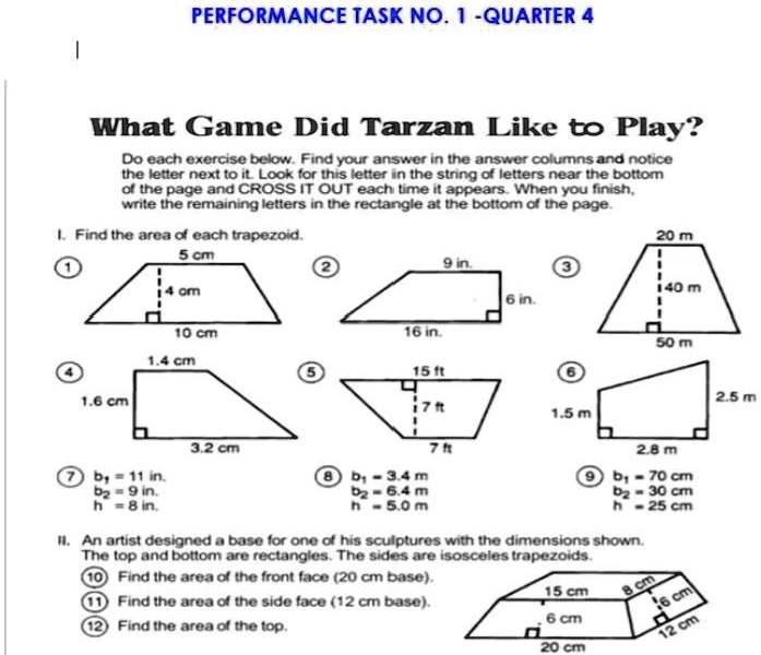 Solved: 'Pa Answer Po Please Thank You Performance Task No 1 -Quarter 4 What Game Did Tarzan Like To Play? Do Each Exercise Deion Find Your Answer In The Ansier Columnsana Notce
