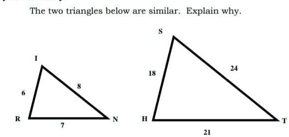 Solved: The Two Triangles Below Are Similar. Explain Why.