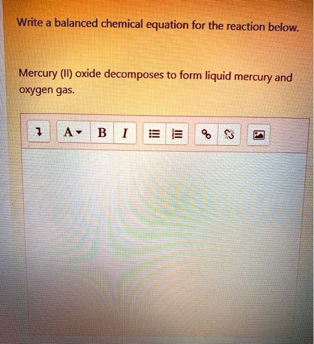 SOLVED Write a balanced chemical equation for the reaction below