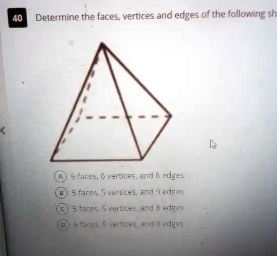 SOLVED: 40 Determine the faces, vertices and edges of the followirig sh