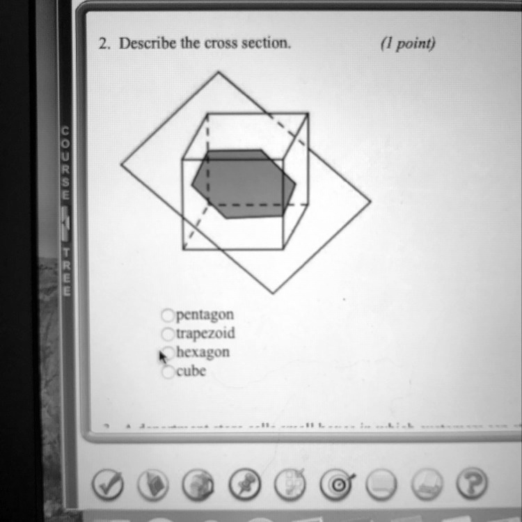 Solved: 'Describe The Cross Section 2 Describe The Cross Section; (1 Point) Pentagon Trapezoid Hexagon Cube'