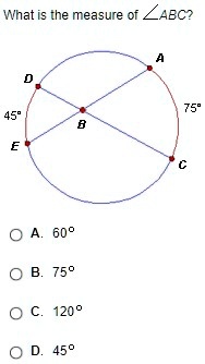 Solved: 'What Is The Measure Of What Is The Measure Of Abc? 600 750 1200 450'