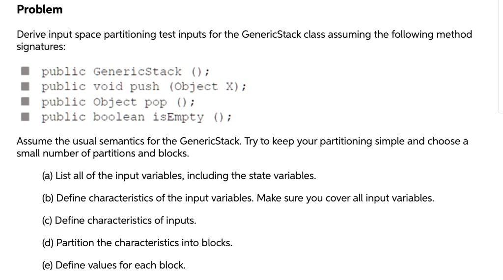 SOLVED Derive input space partitioning test inputs for the