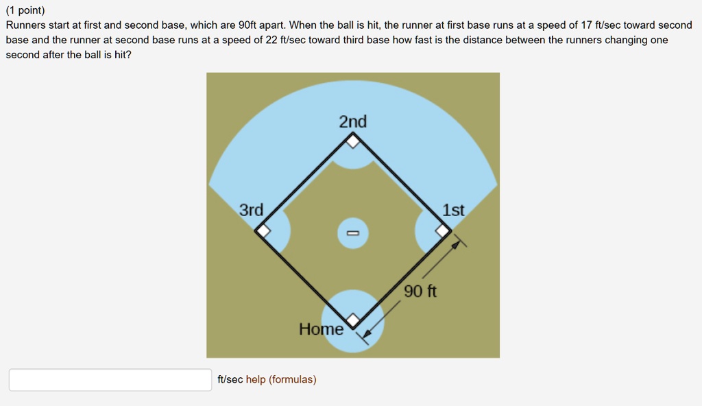 SOLVED point) Runners start at first and second base which are 90ft apart When the ball is hit