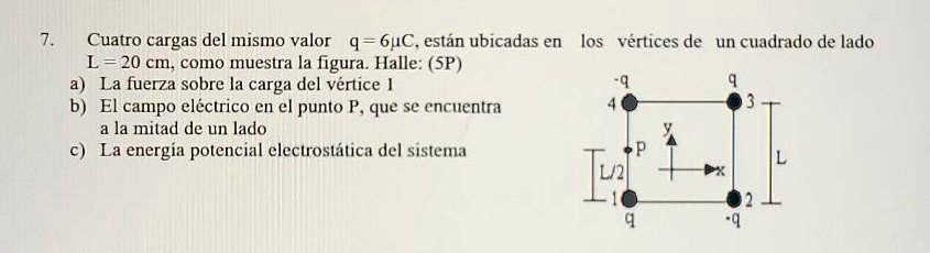 SOLVEDCuatro cargas del mismo valor 6jC. estan ubicadas