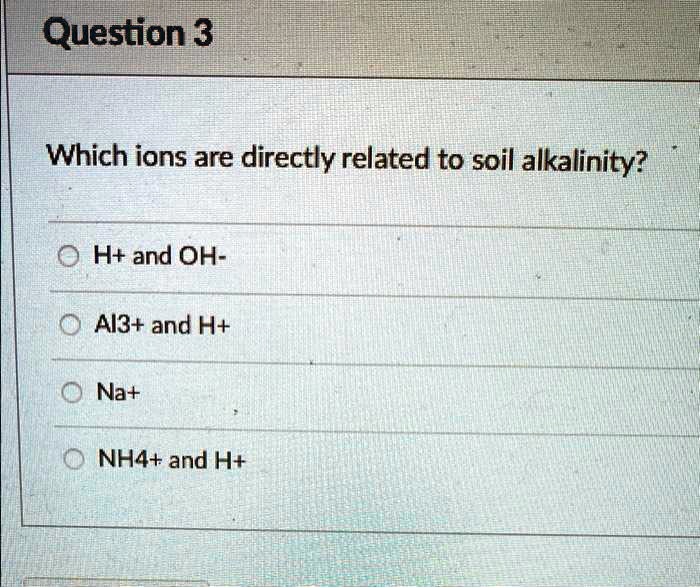 SOLVED Which ions are directly related to soil alkalinity? HO^ and H