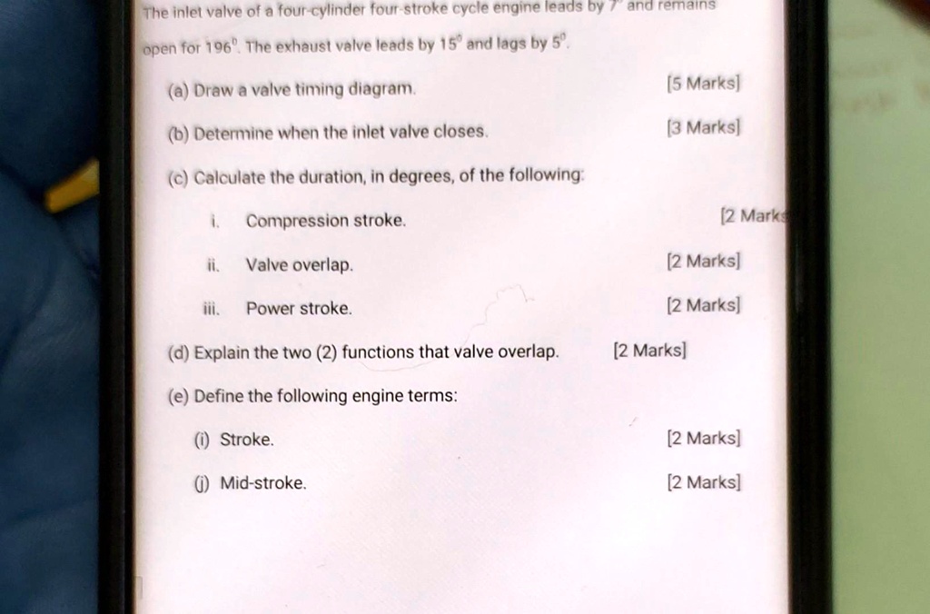 SOLVED The inlet valve of a fourcylinder fourstroke cycle engine