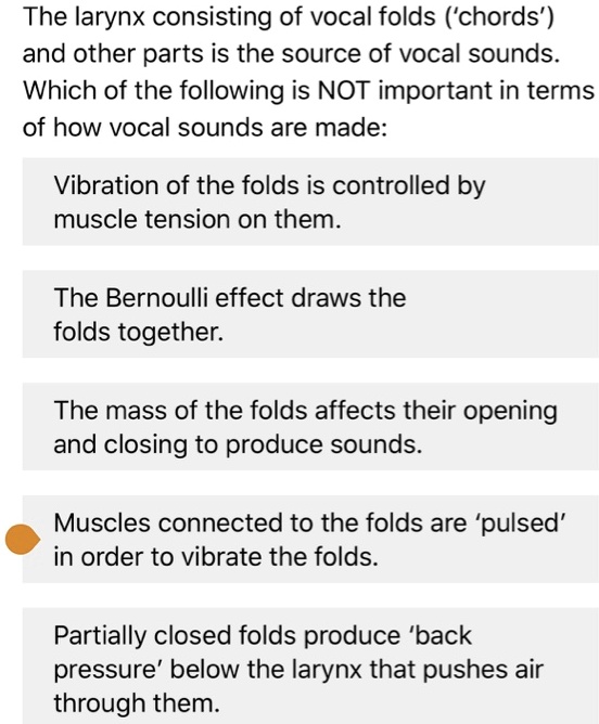 SOLVED The larynx consisting of vocal folds ('chords') and other parts