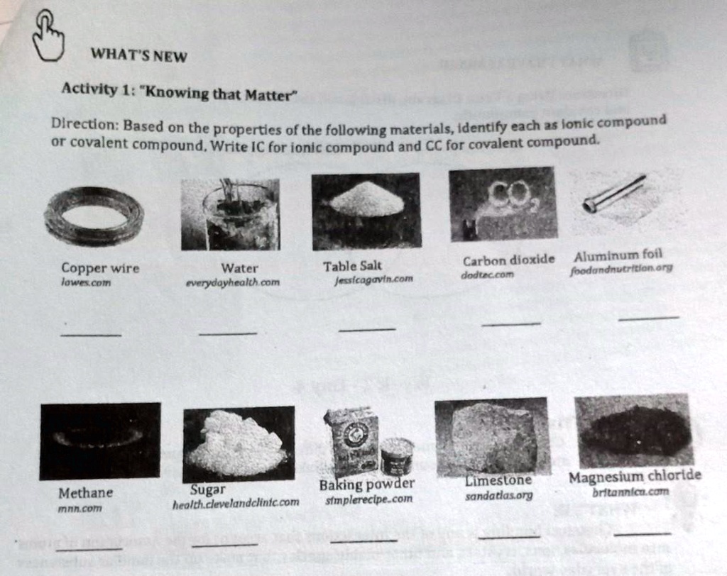 SOLVED Direction Based on the properties of the following materials
