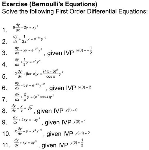 exercise bernoullis equations solve the following first order