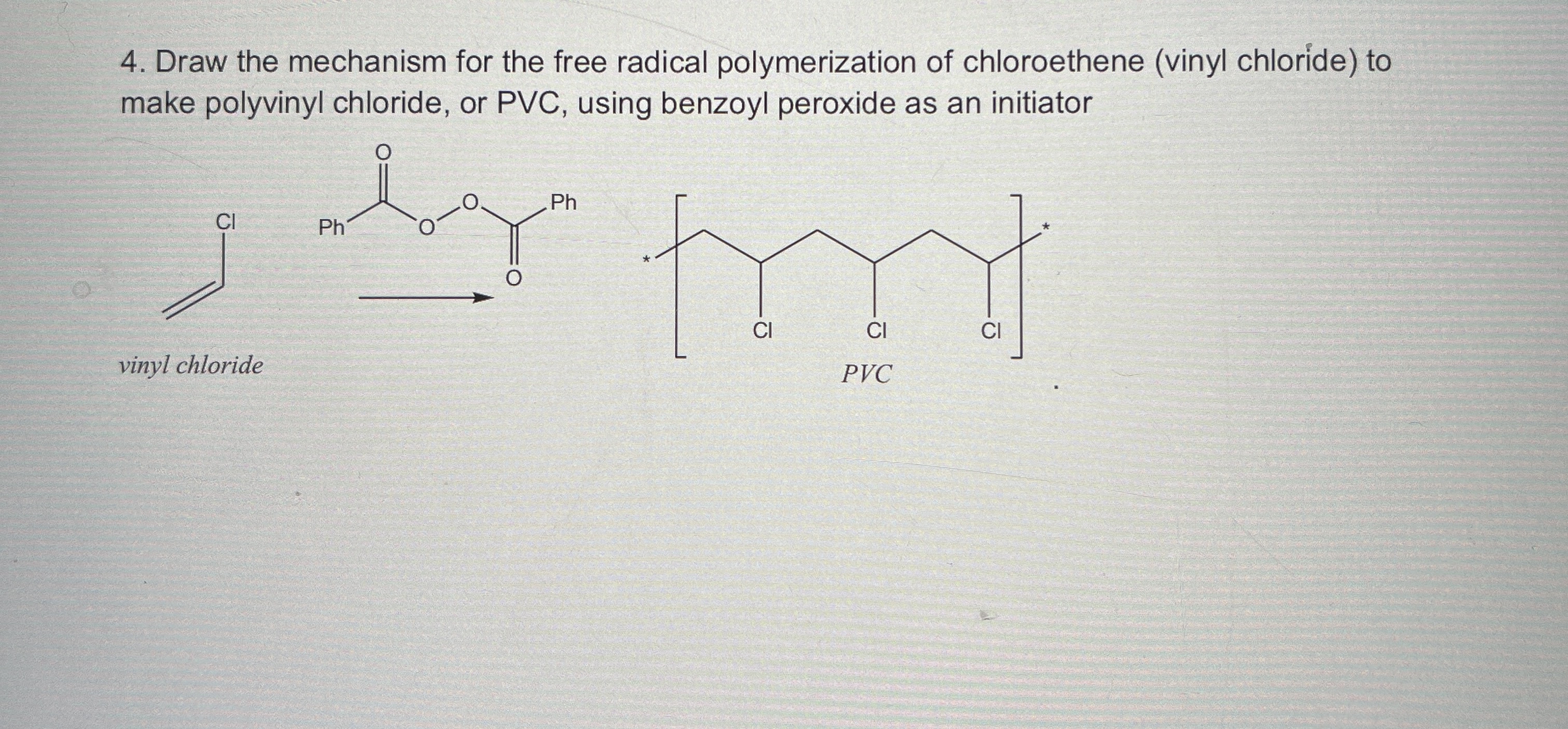 VIDEO solution Draw the mechanism for the free radical polymerization