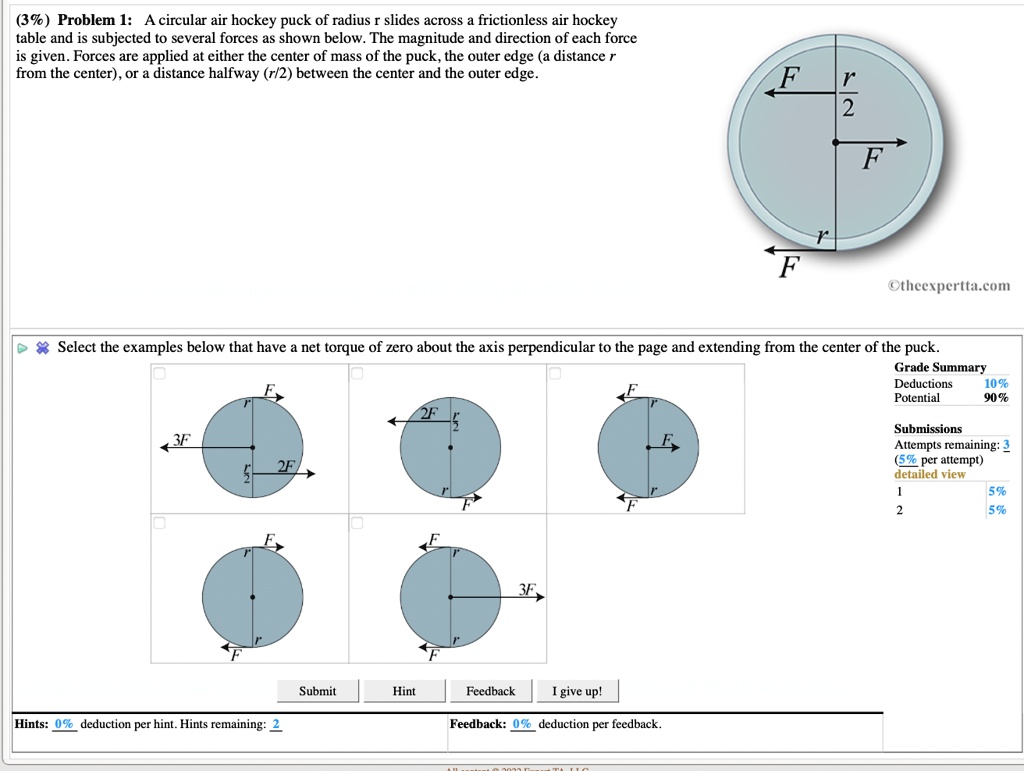 3 problem 1 a circular air hockey puck of radius r slides across a frictionless air hockey table