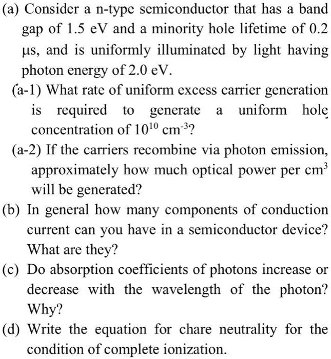 SOLVED a Consider a ntype semiconductor that has a band gap of 1.5 eV