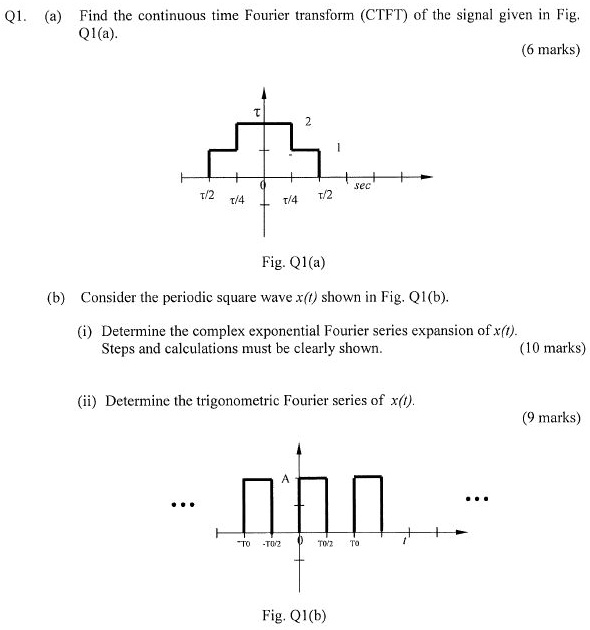 SOLVED Q1. (a) Find the continuous time Fourier transform (CTFT of the