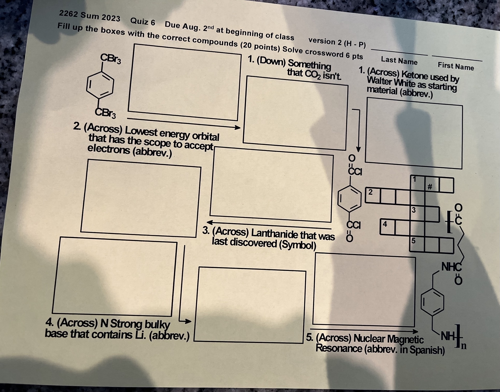 SOLVED 2262 Sum 2023 Quiz 6 Due Aug. 2^nd at beginning of class