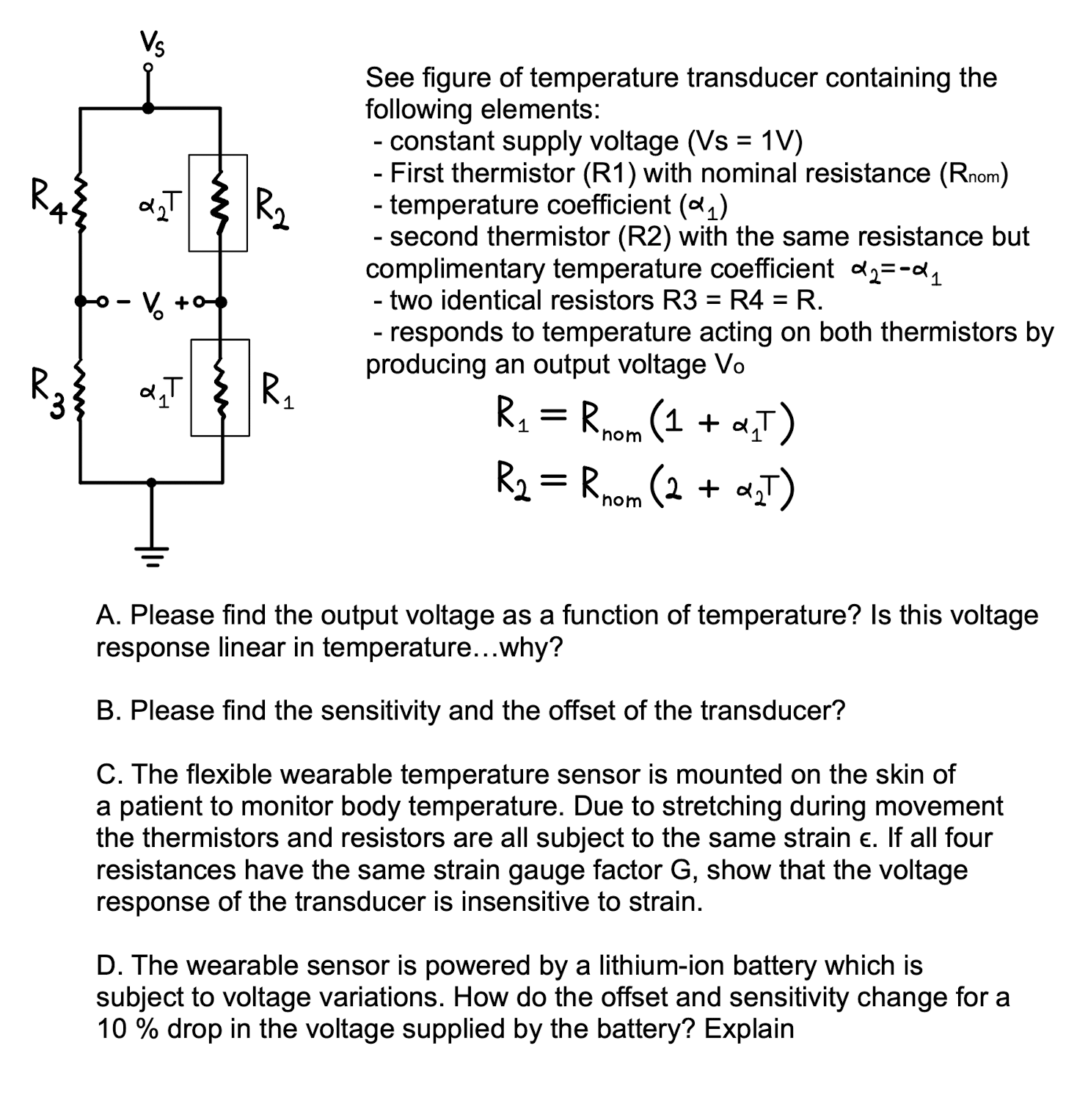 SOLVED See figure of temperature transducer containing the following
