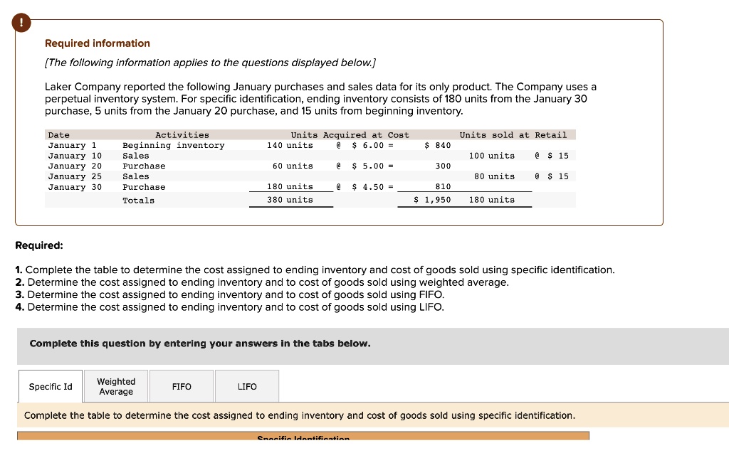 SOLVED Required information [The following information applies to the