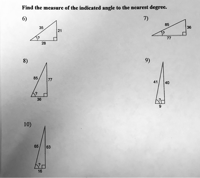 Solved: Find The Measure Of The Indicated Angle To The Nearest Degree 10)