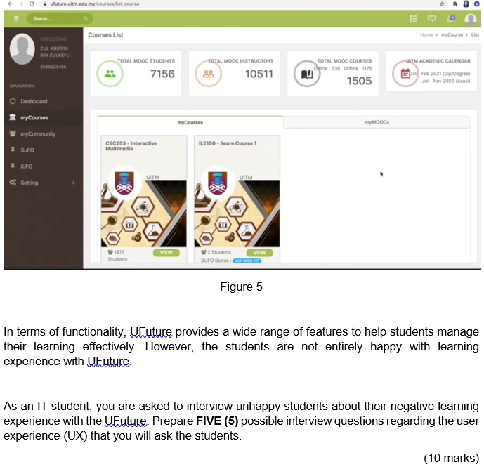 SOLVED Universiti Teknologi MARA (UiTM) offers an elearning platform