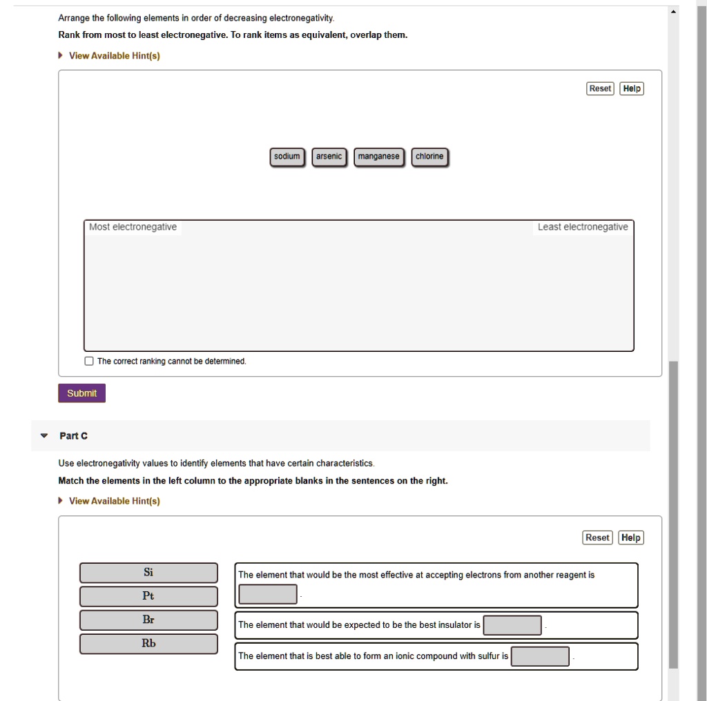 SOLVED Arrange the following elements in order of decreasing
