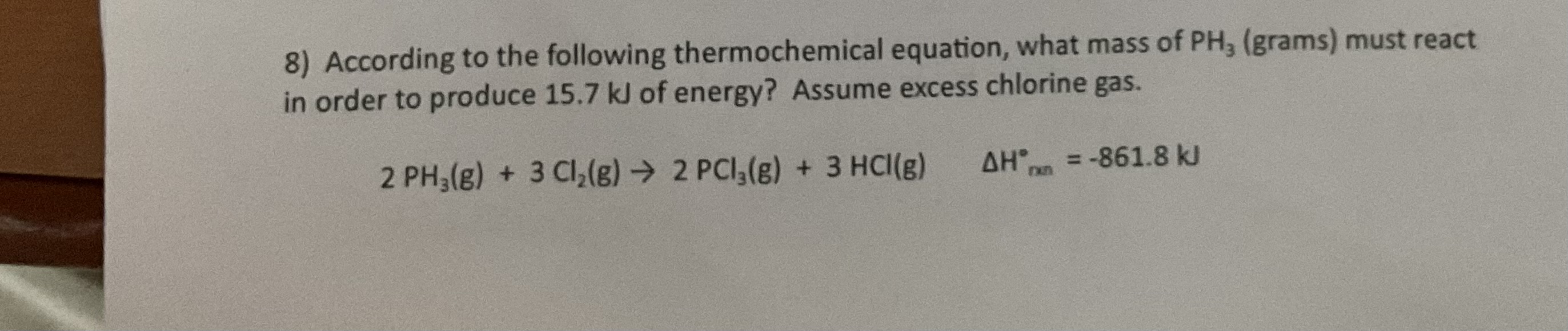 SOLVED 8) According to the following thermochemical equation, what