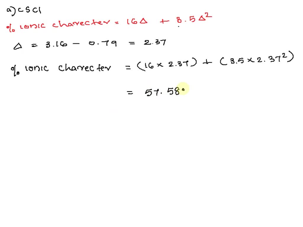 SOLVED Using the figure below, calculate the percent ionic character