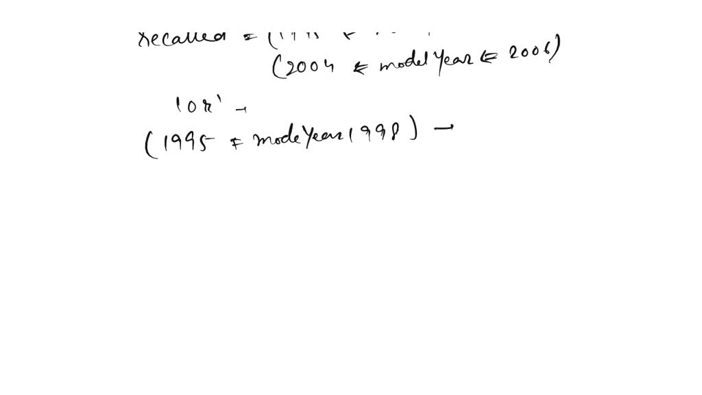 SOLVED Clunker Motors Inc. is recalling all vehicles from model years 19951999 and 20042008