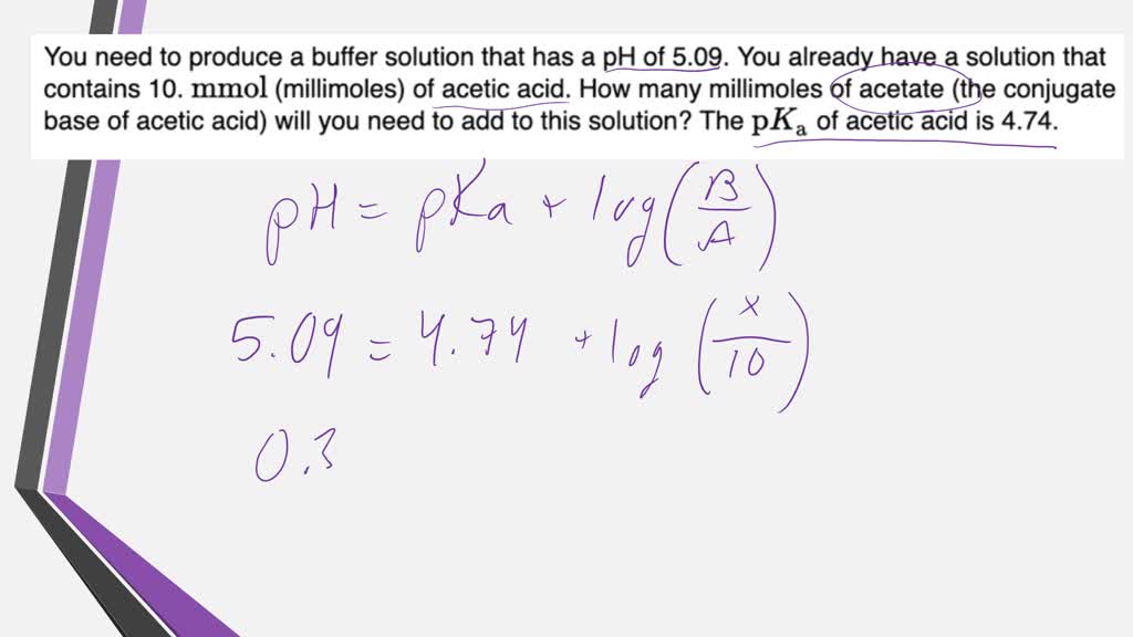 SOLVED You need to produce a buffer solution that has a pH of 5.49