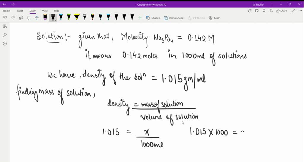 Solved: What Is The Percent By Mass Of Sodium Phosphate In A 0.142 M Na3Po4(Aq) Solution That Has A Density Of 1.015 G/Ml? Please Show All Work