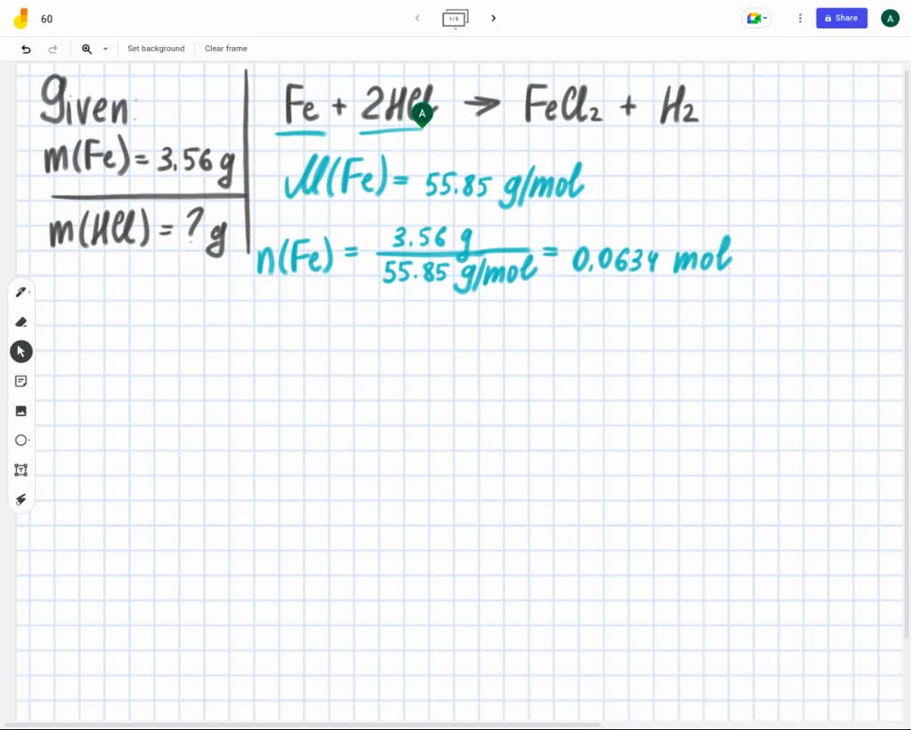 SOLVED Iron reacts slowly with hydrochloric acid to produce iron (II) chloride and hydrogen gas