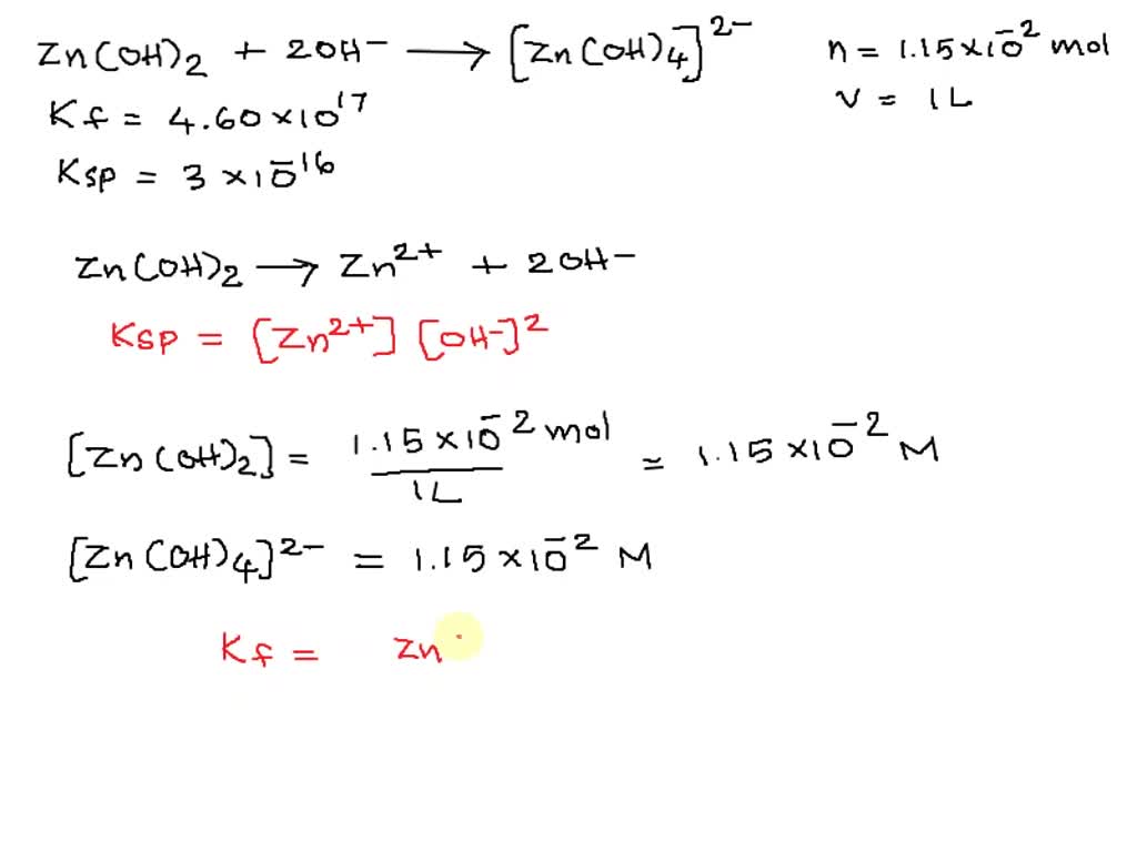 SOLVED The solubilityproduct constant for Zn(OH)2 is Ksp=3.00×10−16